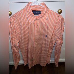 Ralph Lauren Men's Shirt in Orange and White Stripes